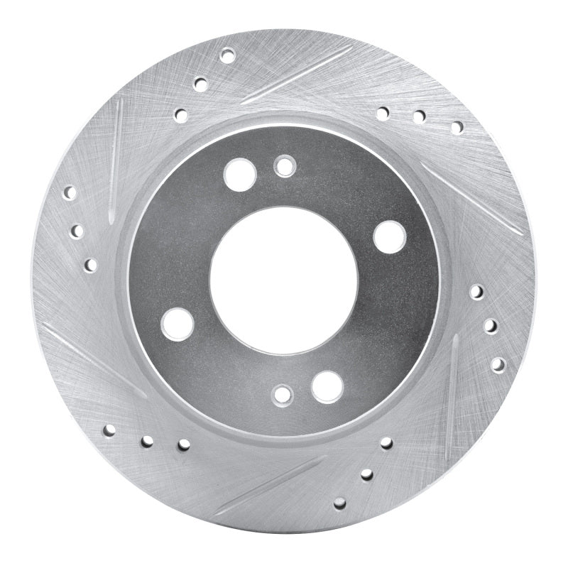 R1 14-15 Mitsubishi Mirage Front Left Drilled & Slotted Silver Brake Rotor
