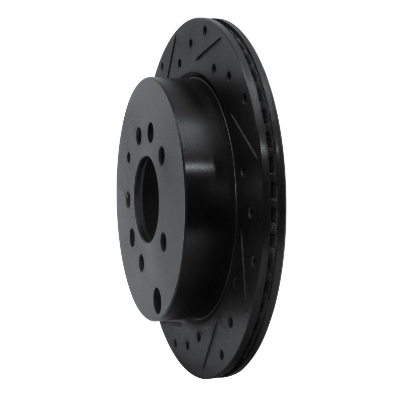 R1 07-12 Ford Edge Rear Left Drilled & Slotted Black Brake Rotor