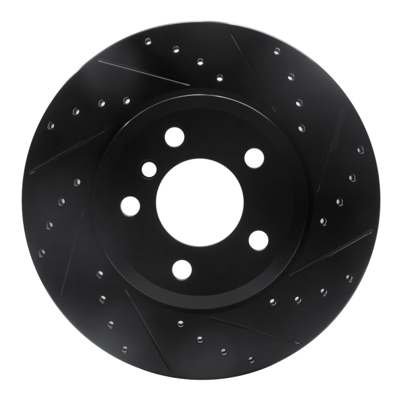 R1 04-10 BMW X3 Front Right Drilled & Slotted Black Brake Rotor