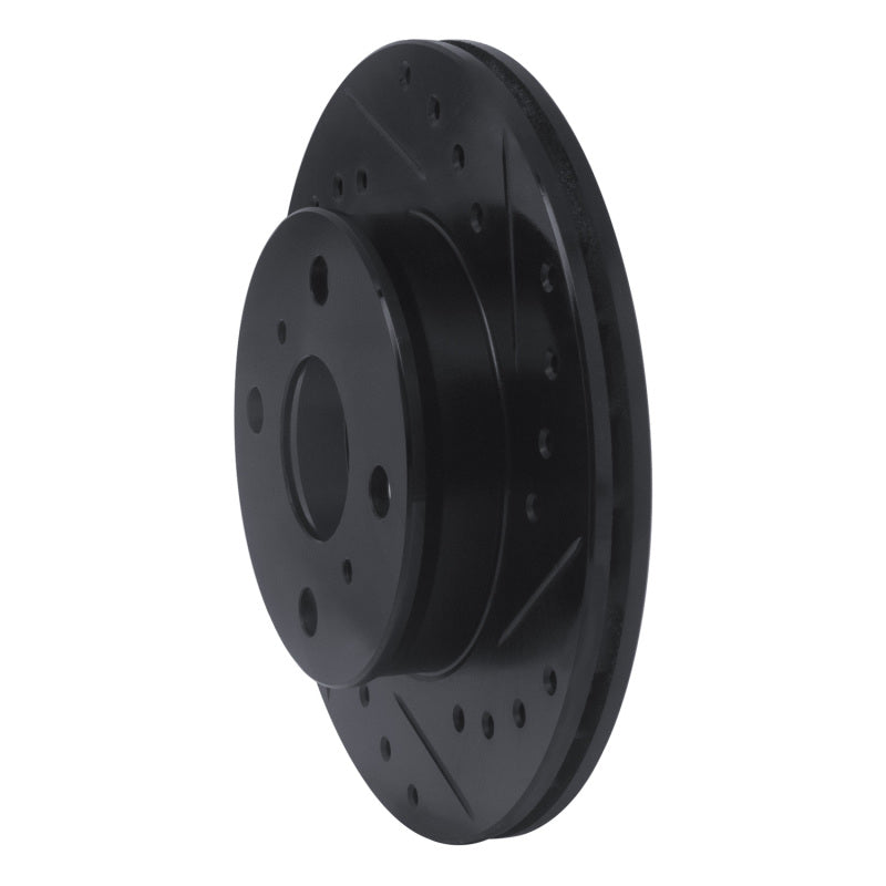 R1 88-92 Geo Prizm Front Right Drilled & Slotted Black Brake Rotor