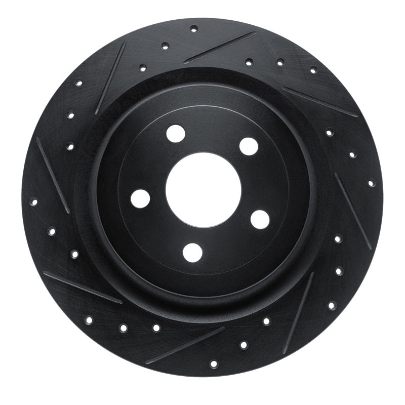 R1 21-25 Ford Mustang Mach-E Rear Left Drilled & Slotted Black Brake Rotor