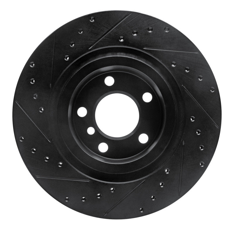 R1 11-18 BMW X3 Rear Right Drilled & Slotted Black Brake Rotor