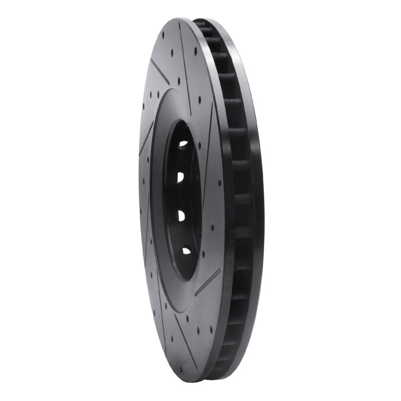 R1 09-15 Cadillac CTS Front Left Drilled & Slotted Black Brake Rotor