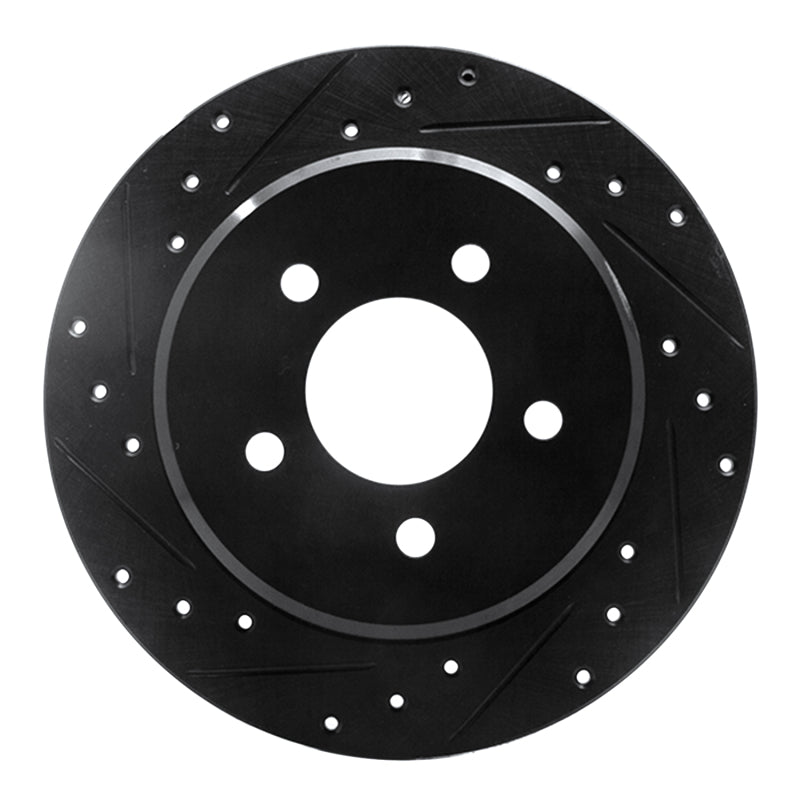 R1 97-07 Chrysler Town & Country Rear Left Drilled & Slotted Black Brake Rotor