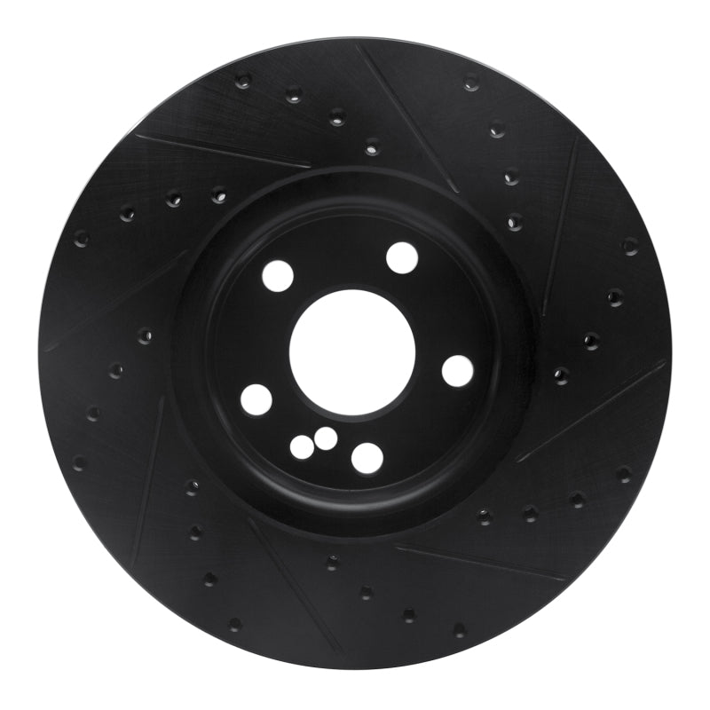 R1 07-18 Land Rover Range Rover Evoque Front Left Drilled & Slotted Black Brake Rotor