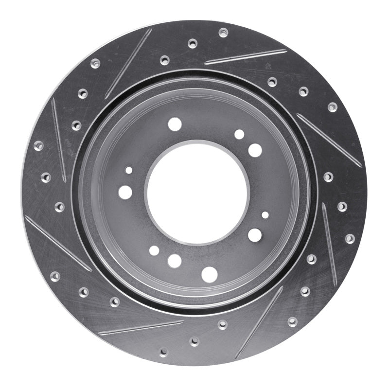R1 07-09 Kia SORENTO Rear Right Drilled & Slotted Silver Brake Rotor