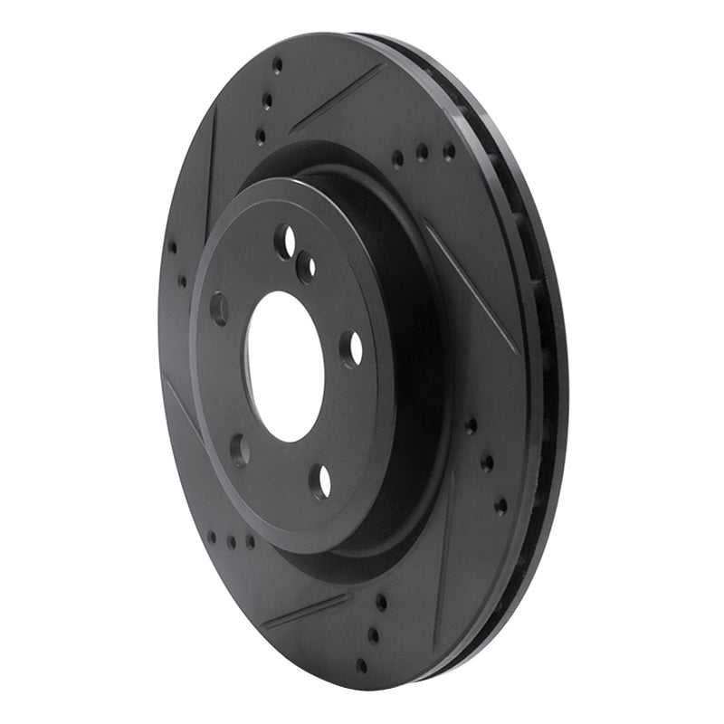 R1 14-19 Mercedes-Benz CLA250 Rear Left Drilled & Slotted Black Brake Rotor