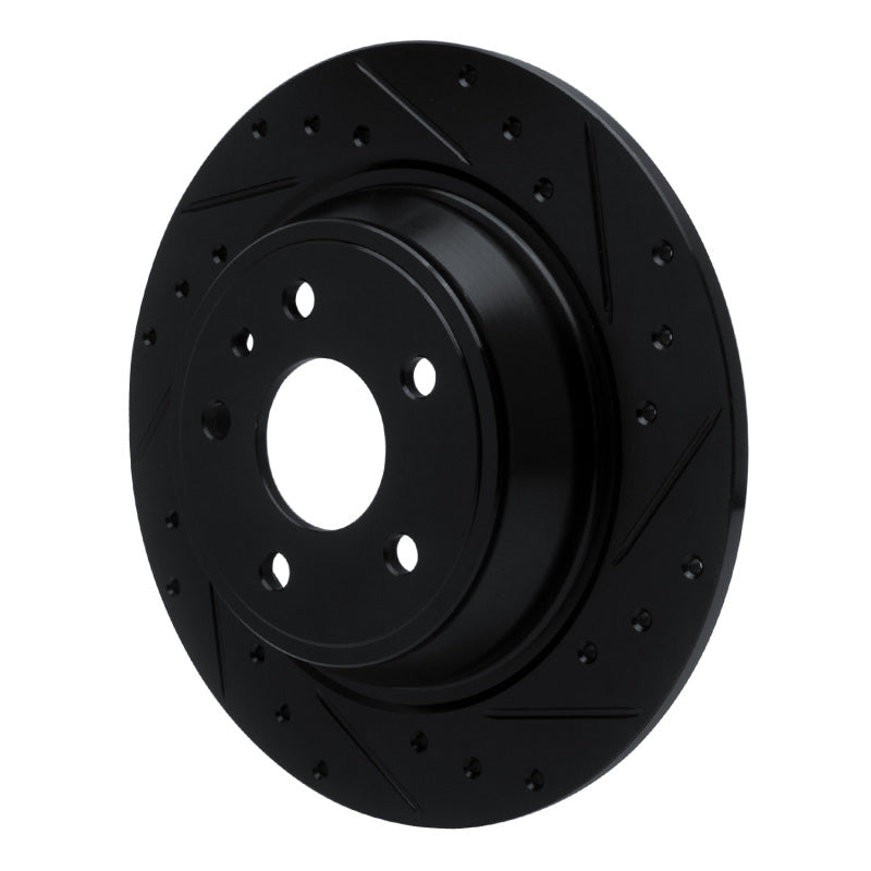 R1 13-20 Ford Fusion Rear Right Drilled & Slotted Black Brake Rotor