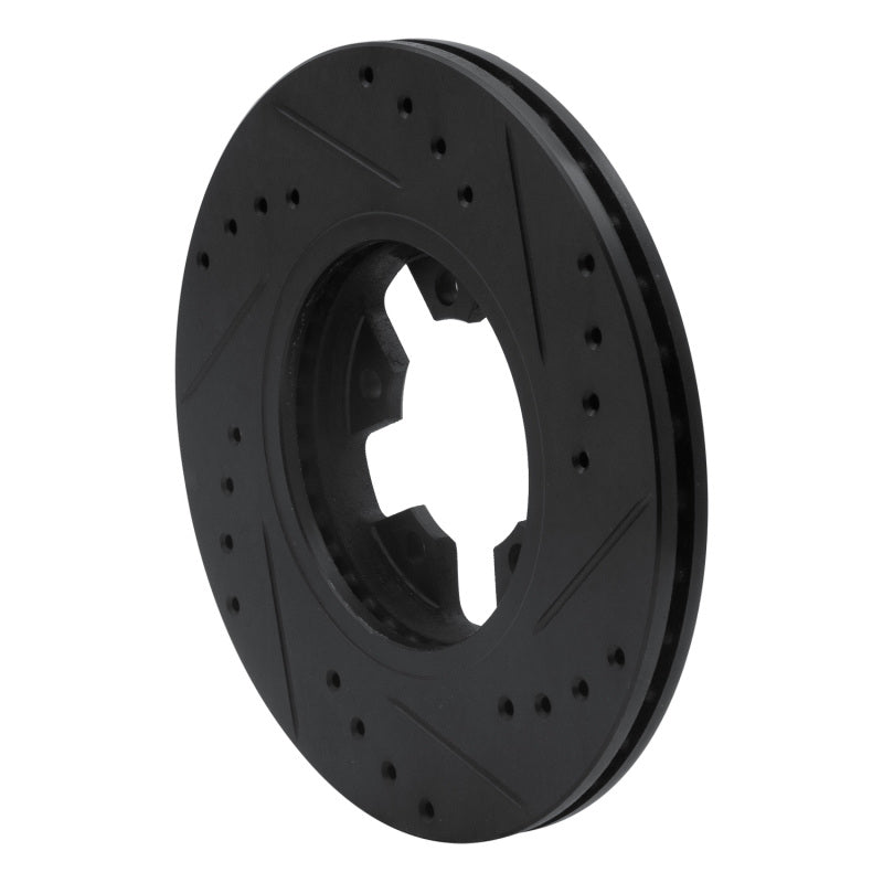 R1 1984-1989 Nissan 200SX Front Left Drilled & Slotted Black Brake Rotor