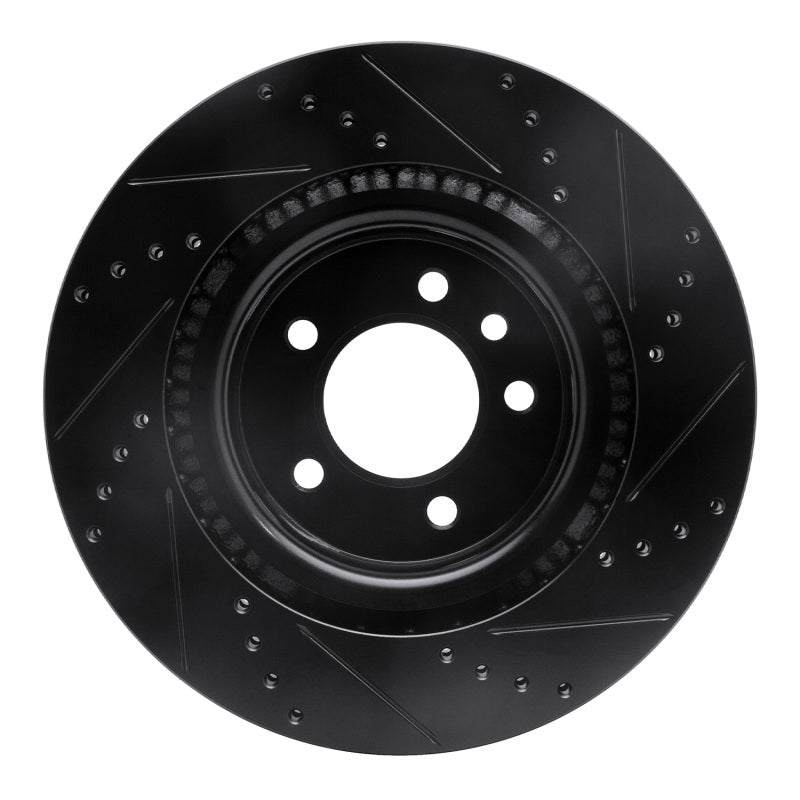 R1 05-09 Land Rover LR3 Front Left Drilled & Slotted Black Brake Rotor