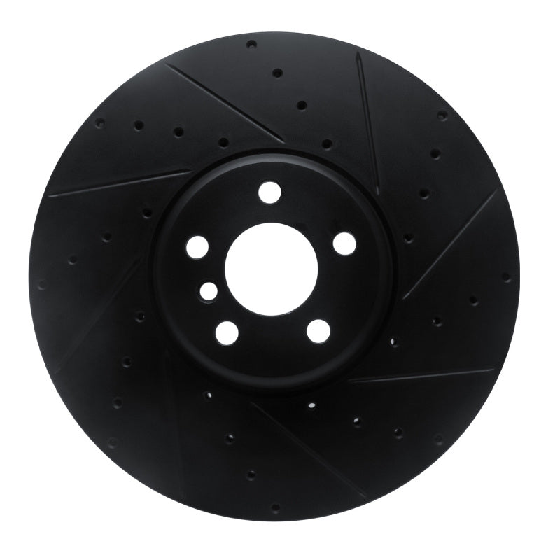 R1 16-25 BMW i7 Right Front Drilled & Slotted Black Brake Rotor