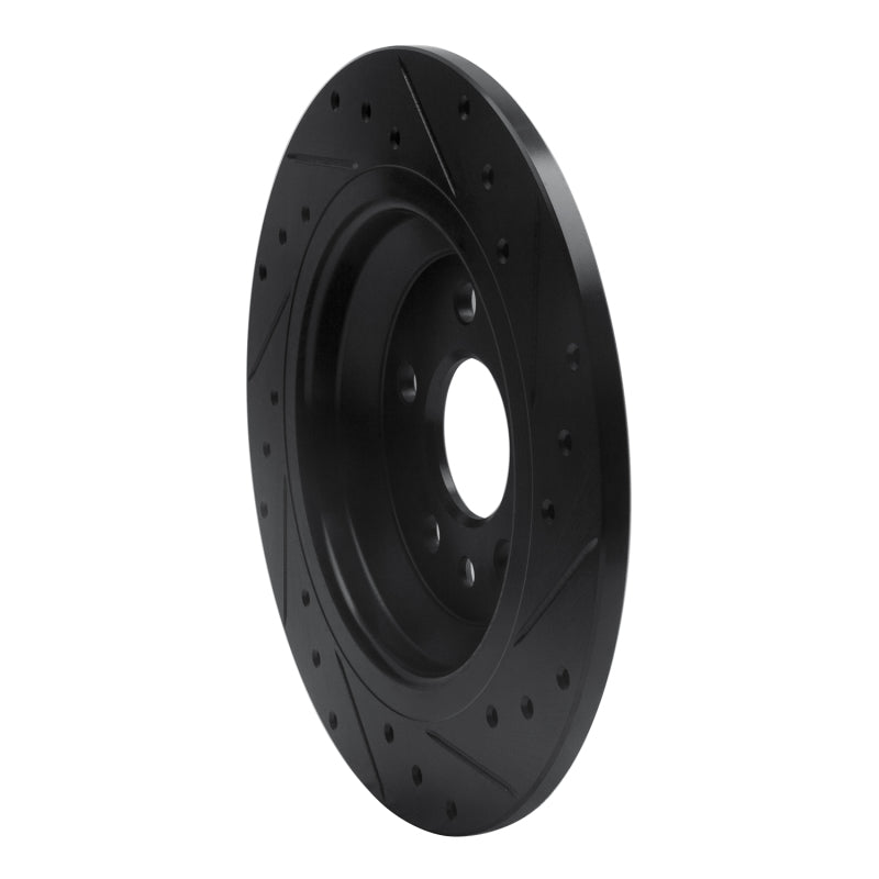 R1 07-18 Volvo V60 Cross Country Rear Left Drilled & Slotted Black Brake Rotor