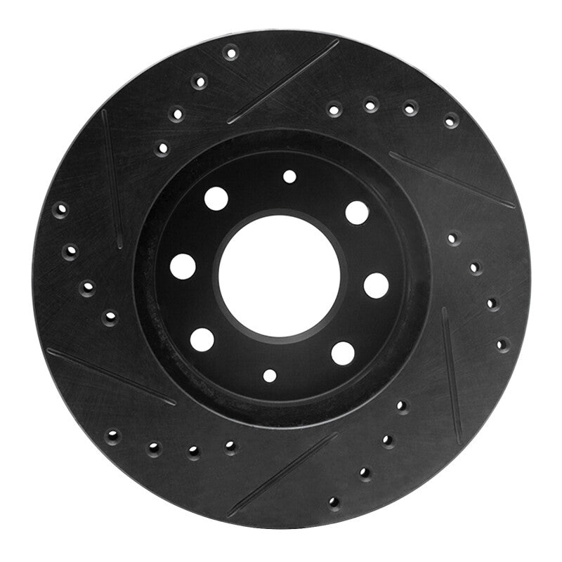 R1 90-93 Mitsubishi Galant Front Right Drilled & Slotted Black Brake Rotor