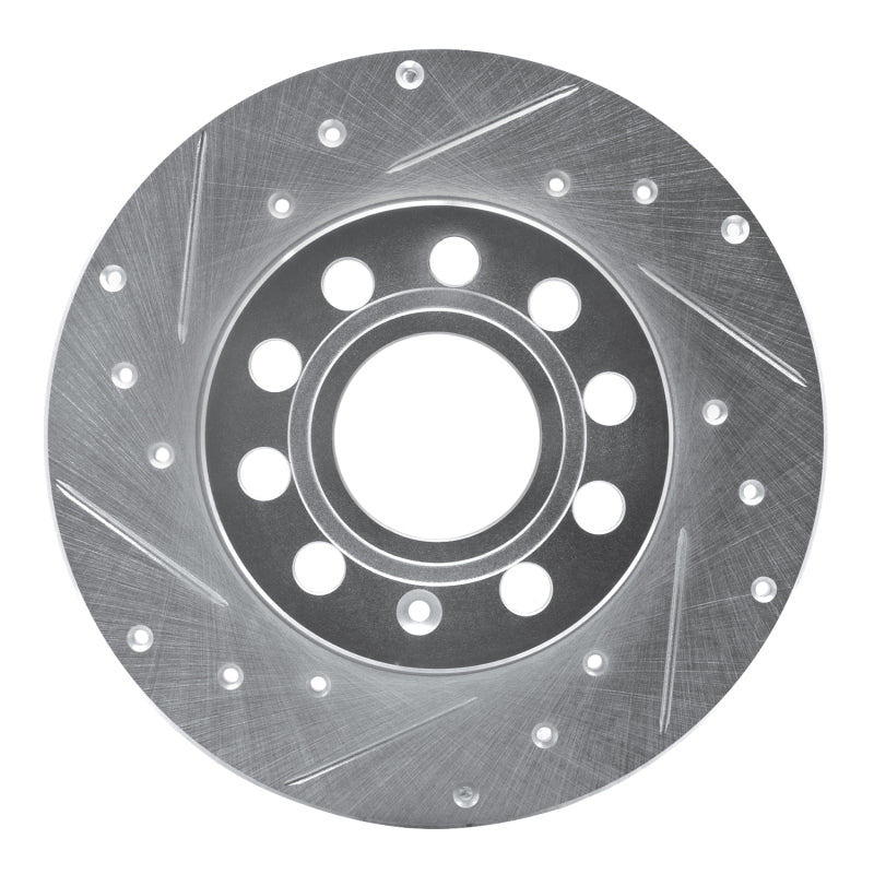 R1 05-13 Audi A3 Rear Left Drilled & Slotted Silver Brake Rotor