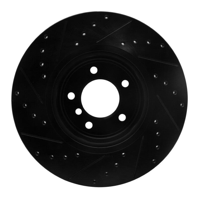 R1 06-13 BMW 135IS Front Right Drilled & Slotted Black Brake Rotor