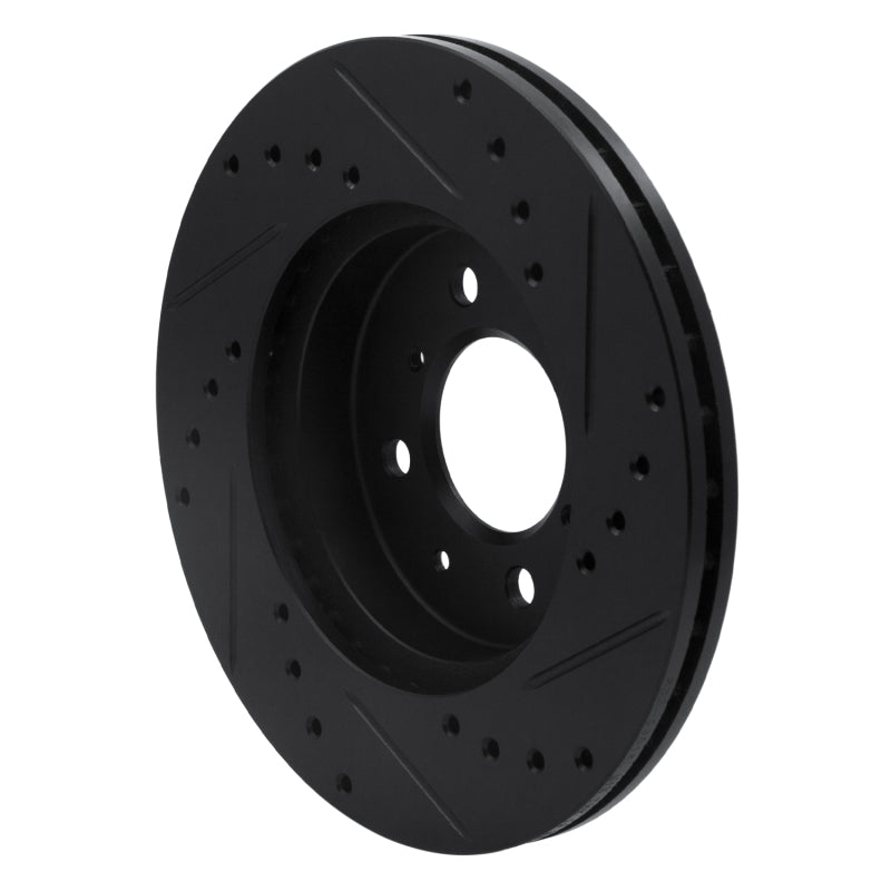R1 90-17 Acura EL Front Left Drilled & Slotted Black Brake Rotor