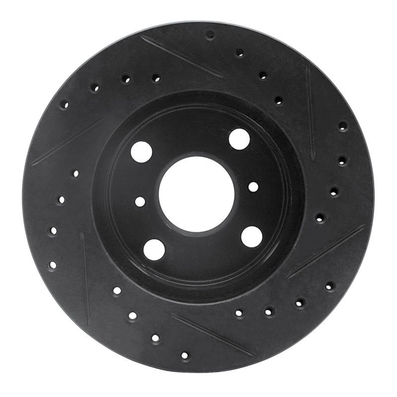 R1 86-89 Toyota Celica Front Left Drilled & Slotted Black Brake Rotor