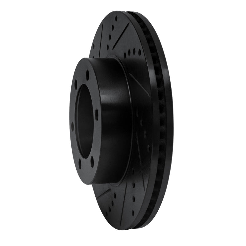 R1 00-07 Toyota TUNDRA Front Left Drilled & Slotted Black Brake Rotor