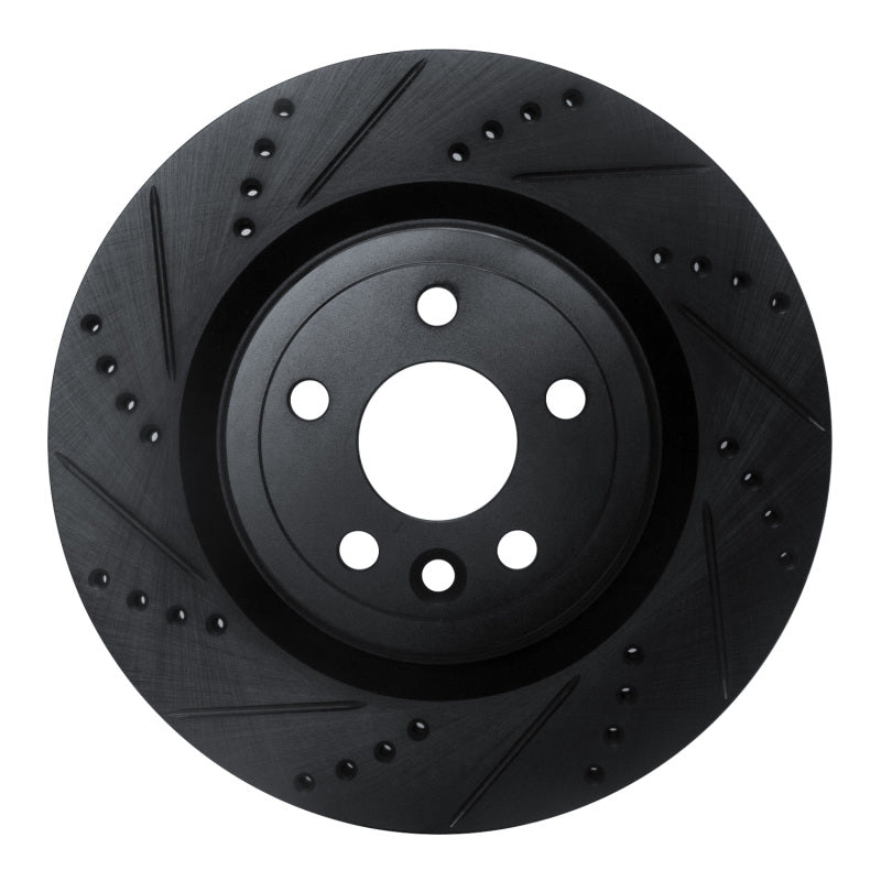 R1 2017-2020 Jaguar I-Pace Rear Left Drilled & Slotted Black Brake Rotor