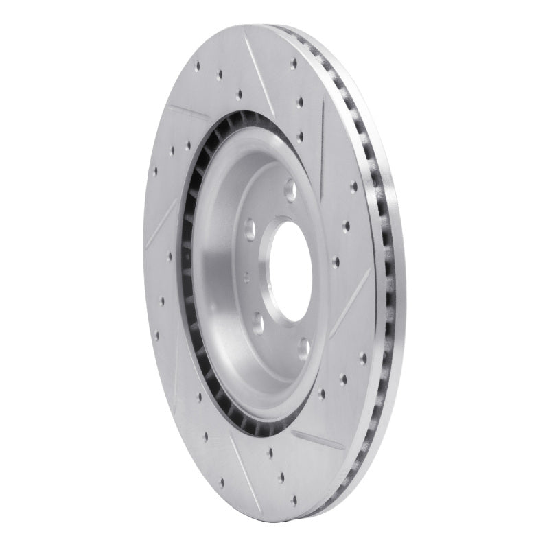 R1 2008-2025 Audi A7 Quattro Rear Left Drilled & Slotted Silver Brake Rotor