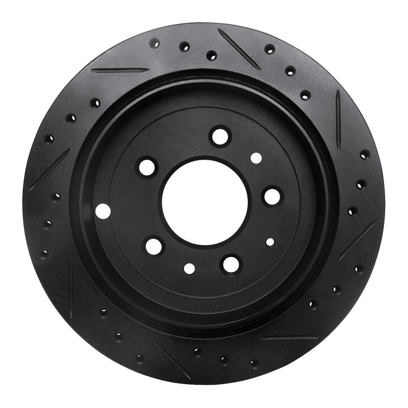 R1 92-06 Mazda 929 Rear Left Drilled & Slotted Black Brake Rotor