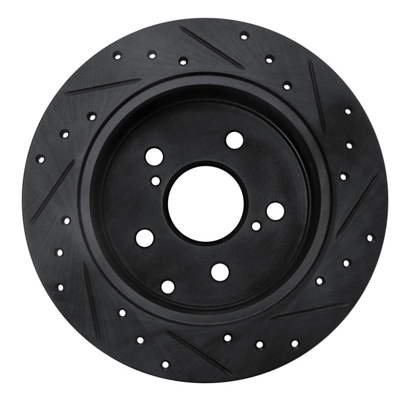 R1 09-13 Pontiac Vibe Rear Left Drilled & Slotted Black Brake Rotor
