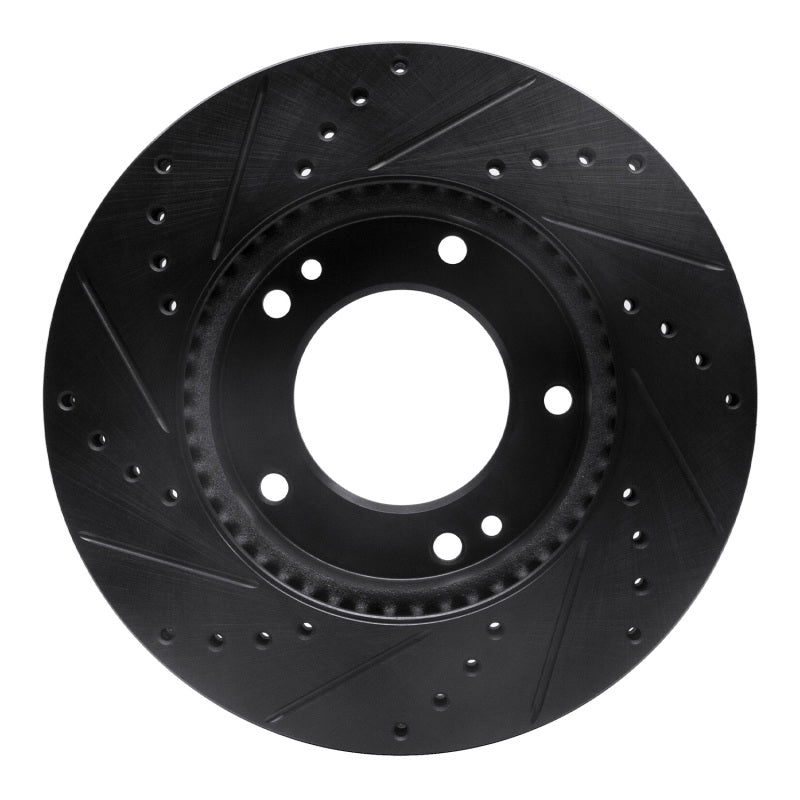 R1 2007-2009 Kia Sorento Front Right Drilled & Slotted Black Brake Rotor
