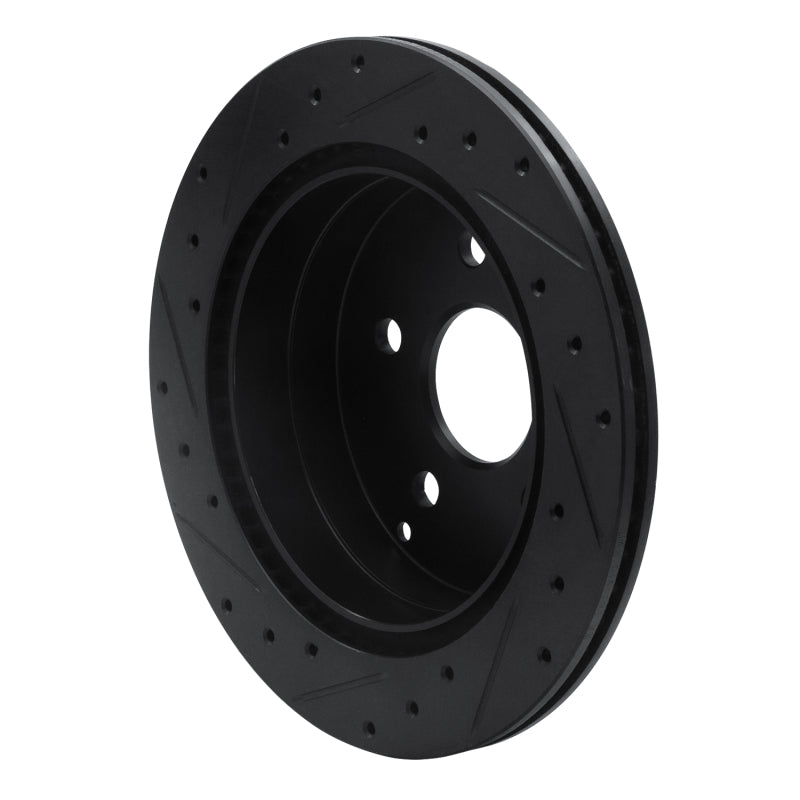 R1 10-17 Chevrolet Equinox Rear Right Drilled & Slotted Black Brake Rotor