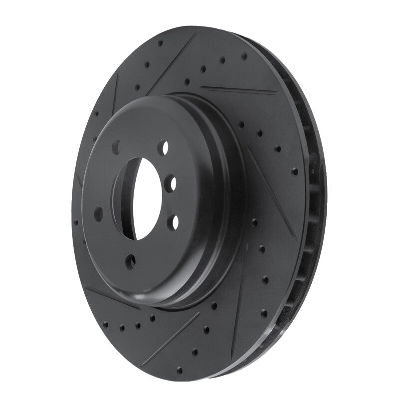 R1 11-16 BMW Z4 Front Left Drilled & Slotted Black Brake Rotor