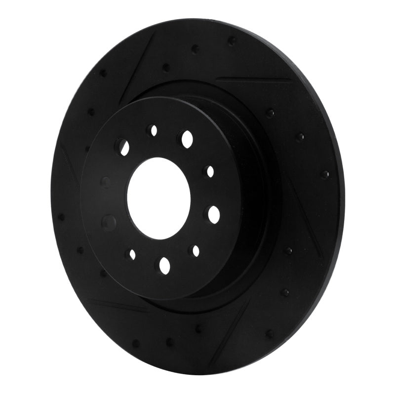 R1 14-19 Fiat 500L Rear Left Drilled & Slotted Black Brake Rotor
