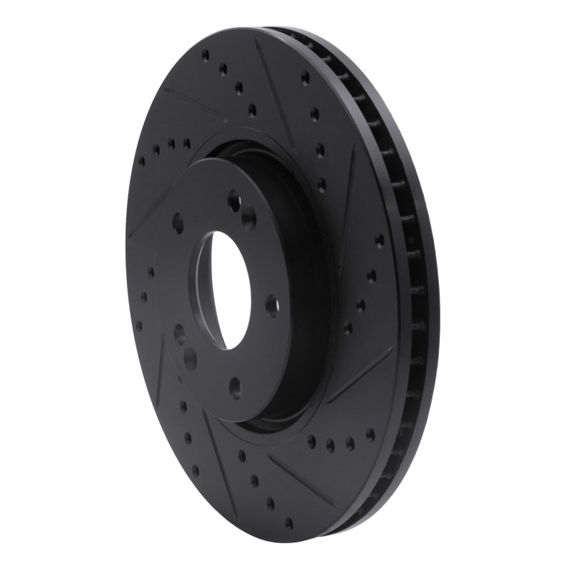 R1 05-24 Hyundai Tucson Front Right Drilled & Slotted Black Brake Rotor