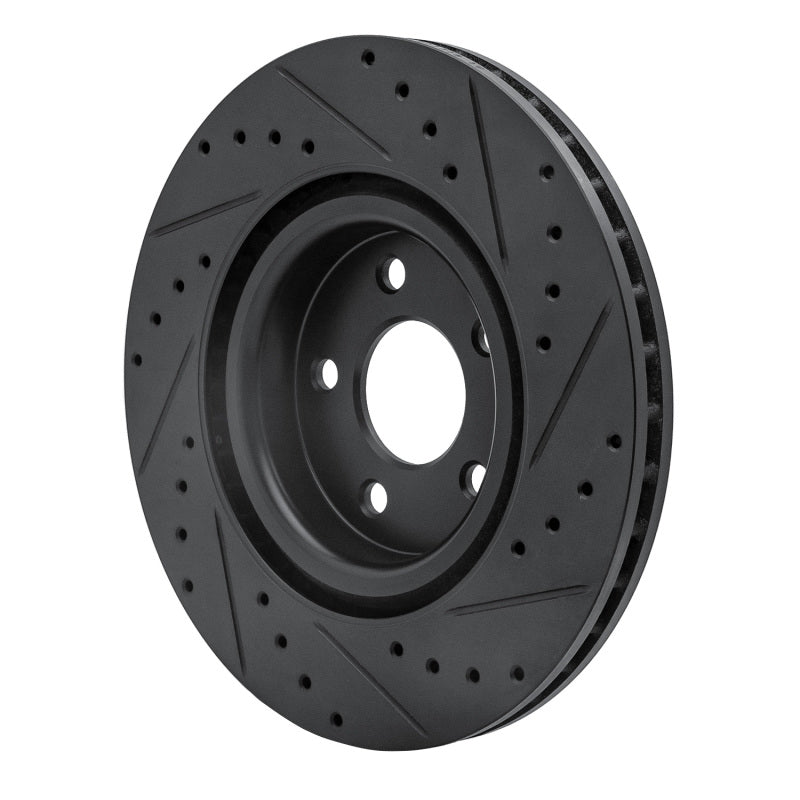 R1 07-10 Chevrolet Cobalt Front Left Drilled & Slotted Black Brake Rotor