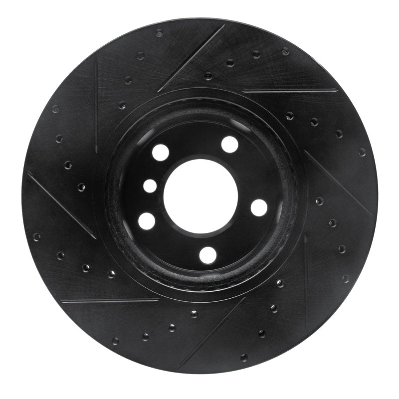 R1 11-18 BMW X4 Front Right Drilled & Slotted Black Brake Rotor