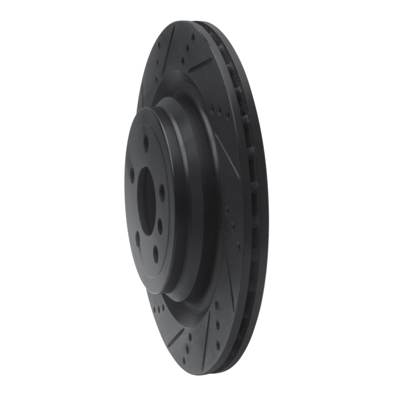 R1 13-19 Mercedes-Benz GL350 Rear Left Drilled & Slotted Black Brake Rotor