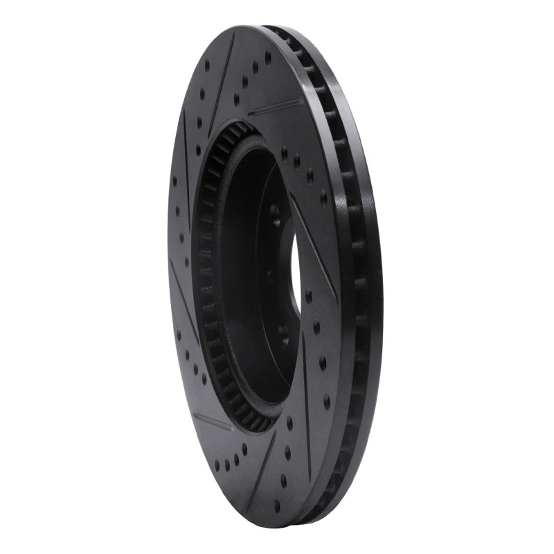 R1 12-23 Hyundai Accent Front Right Drilled & Slotted Black Brake Rotor