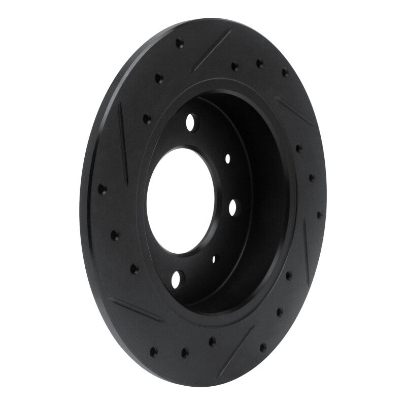 R1 04-09 Kia Spectra Rear Right Drilled & Slotted Black Brake Rotor
