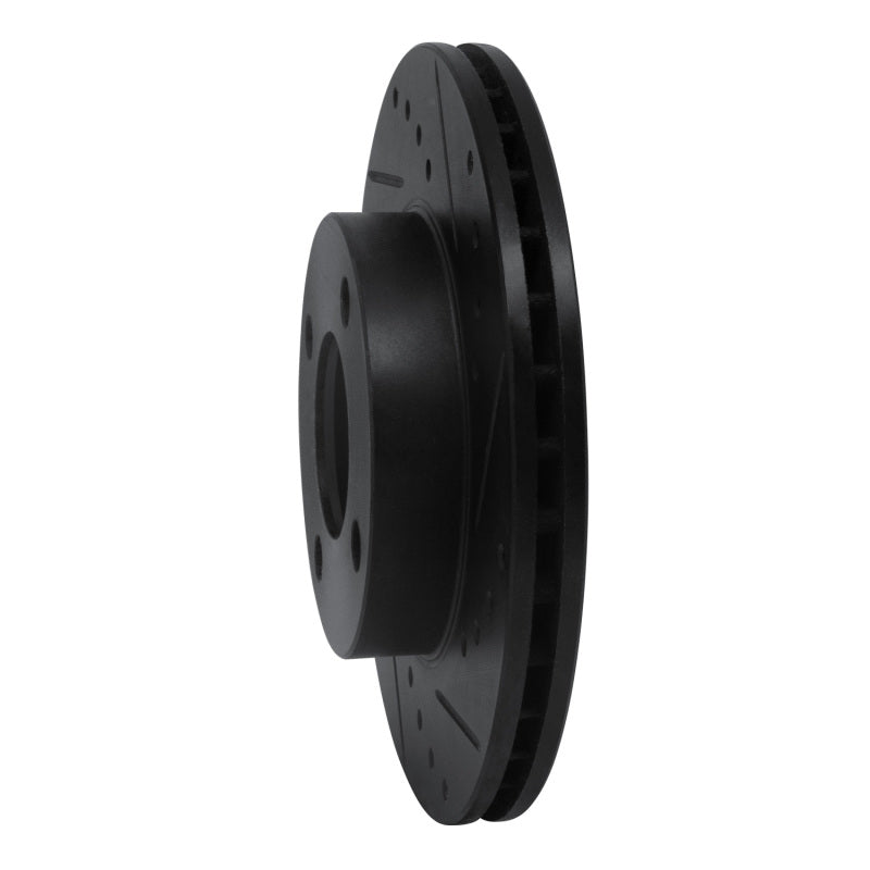 R1 90-91 Audi 90 Quattro Front Right Drilled & Slotted Black Brake Rotor