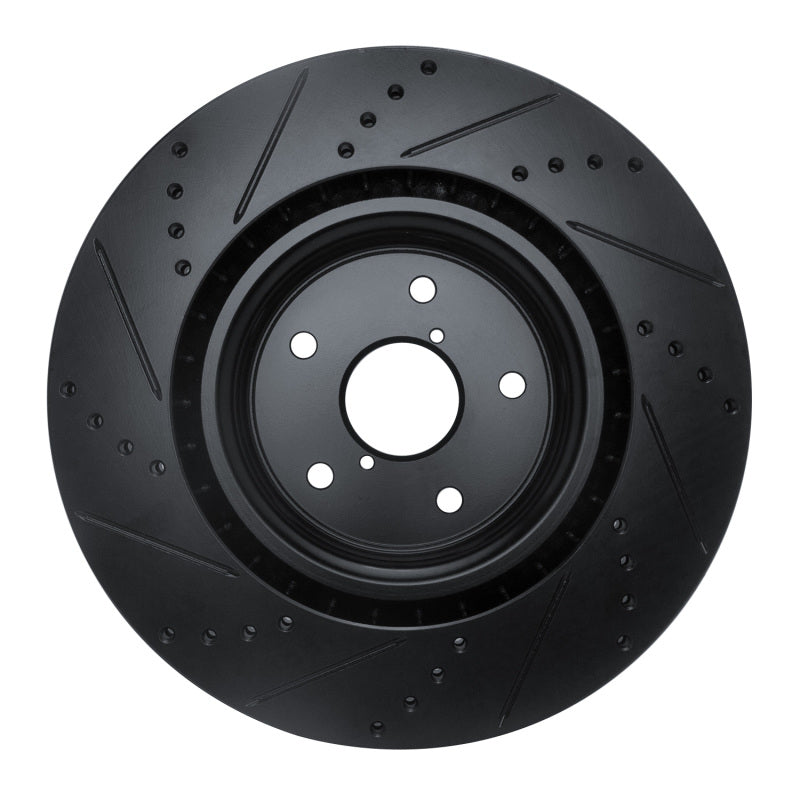 R1 18-25 Subaru WRX STI Front Right Drilled & Slotted Black Brake Rotor