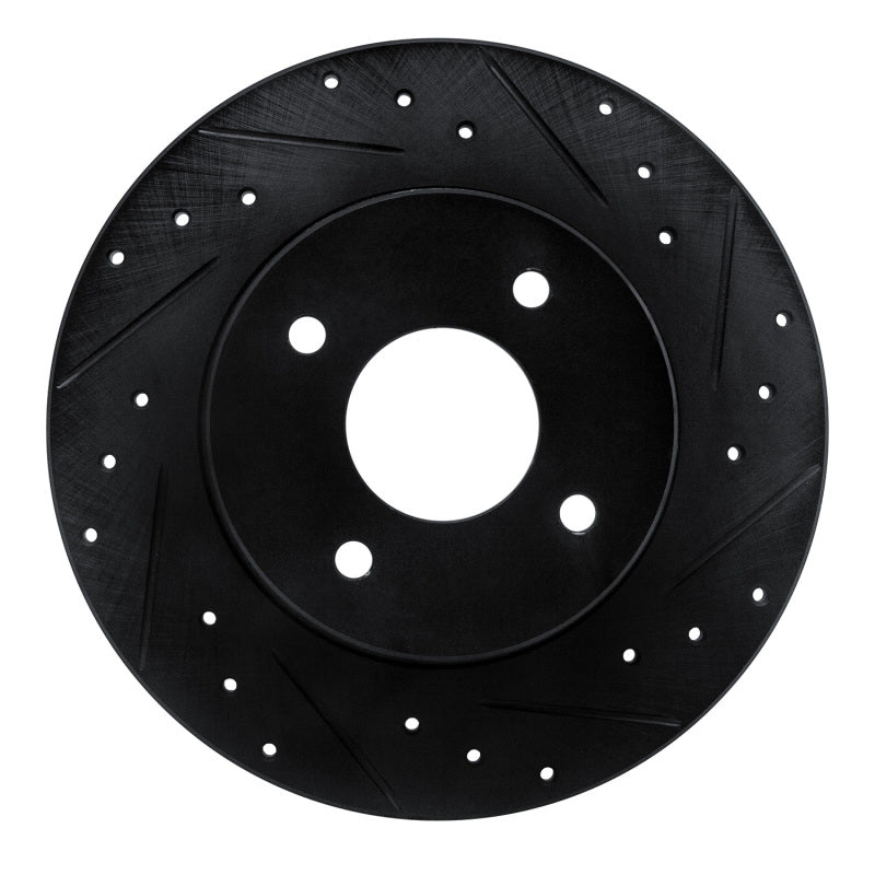 R1 84-85 Nissan 300ZX Rear Right Drilled & Slotted Black Brake Rotor