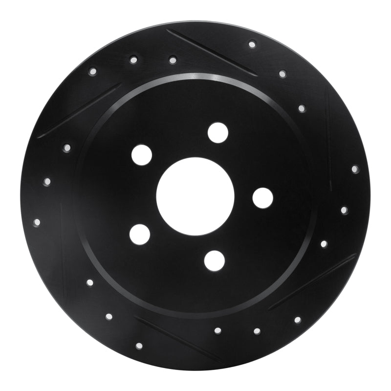 R1 03-10 Chrysler PT Cruiser Rear Right Drilled & Slotted Black Brake Rotor