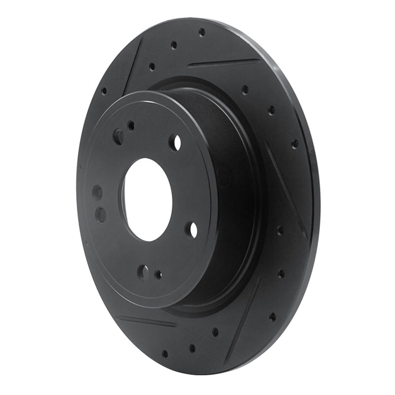R1 2016-2025 Honda Accord Sedan Rear Left Drilled & Slotted Black Brake Rotor