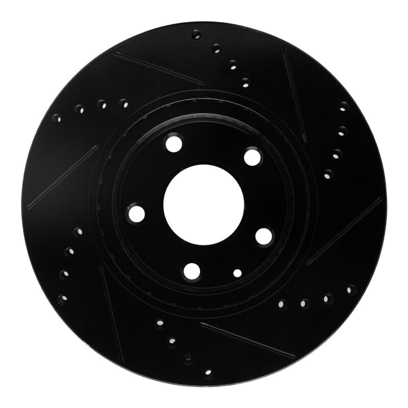 R1 14-24 Mazda 3 Front Left Drilled & Slotted Black Brake Rotor