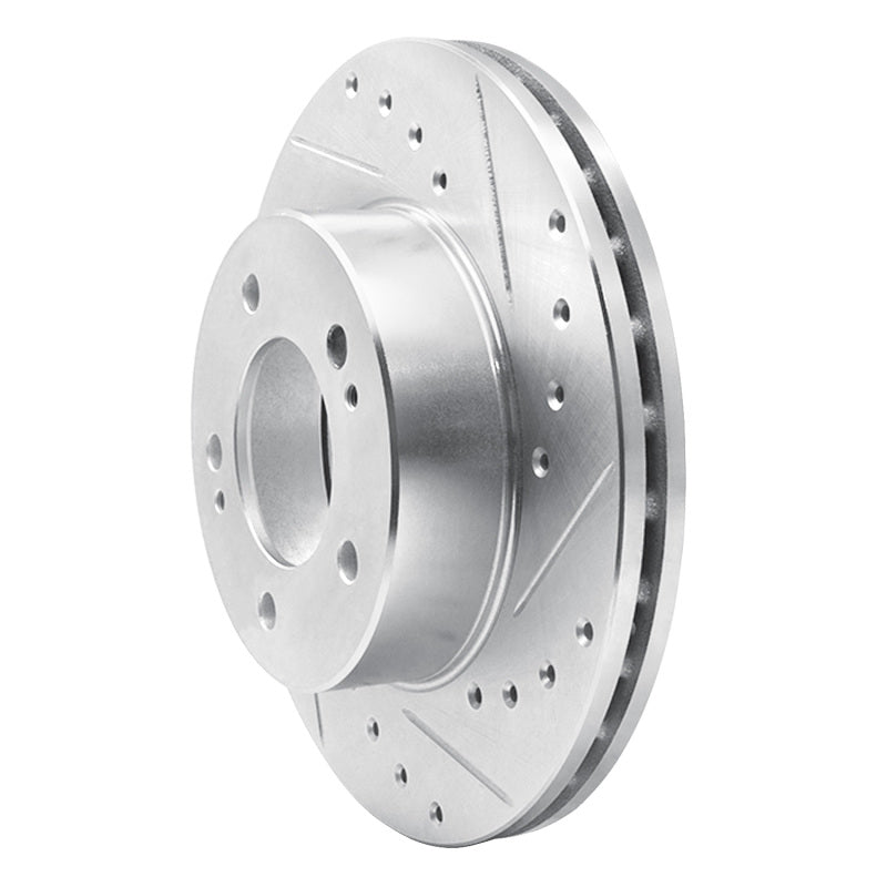 R1 83-89 Chrysler Conquest Front Right Drilled & Slotted Silver Brake Rotor