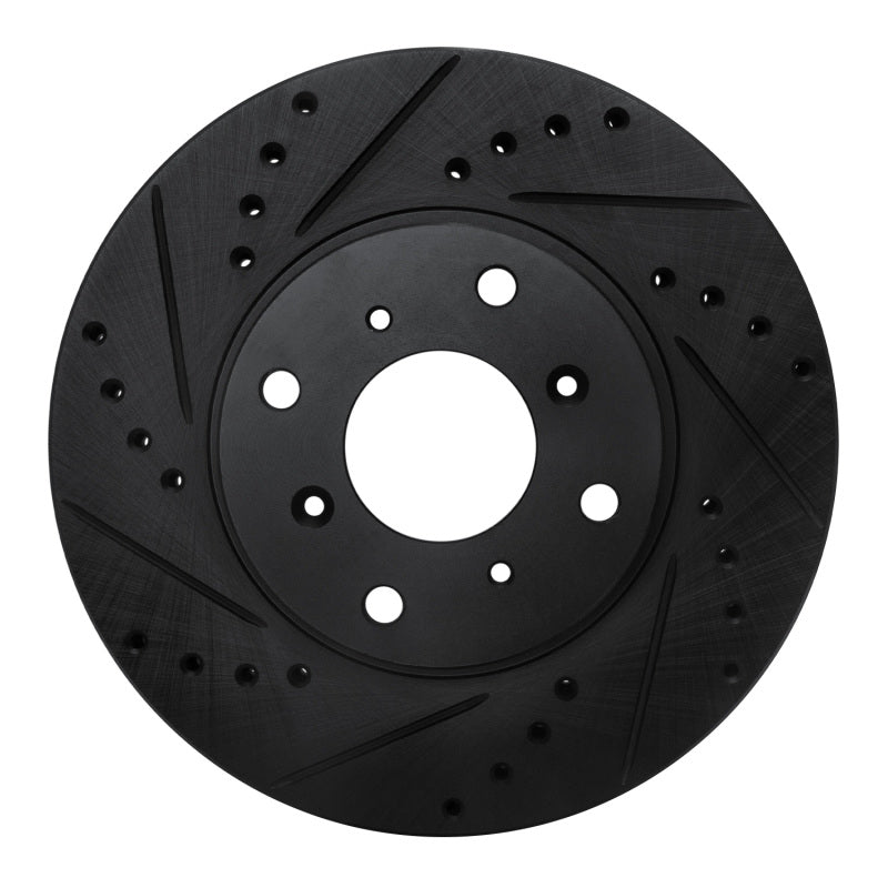 R1 92-96 Honda Prelude Front Left Drilled & Slotted Black Brake Rotor