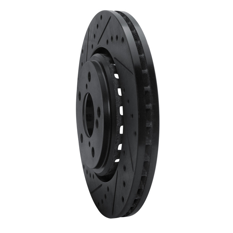 R1 15-25 Acura MDX Front Left Drilled & Slotted Black Brake Rotor