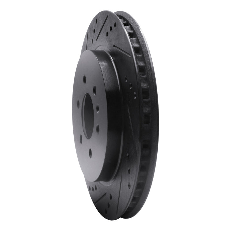 R1 04-09 Cadillac SRX Rear Left Drilled & Slotted Black Brake Rotor