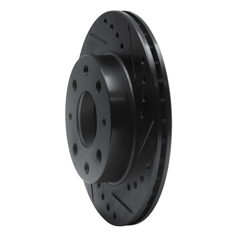 R1 84-06 Honda CRX Front Right Drilled & Slotted Black Brake Rotor
