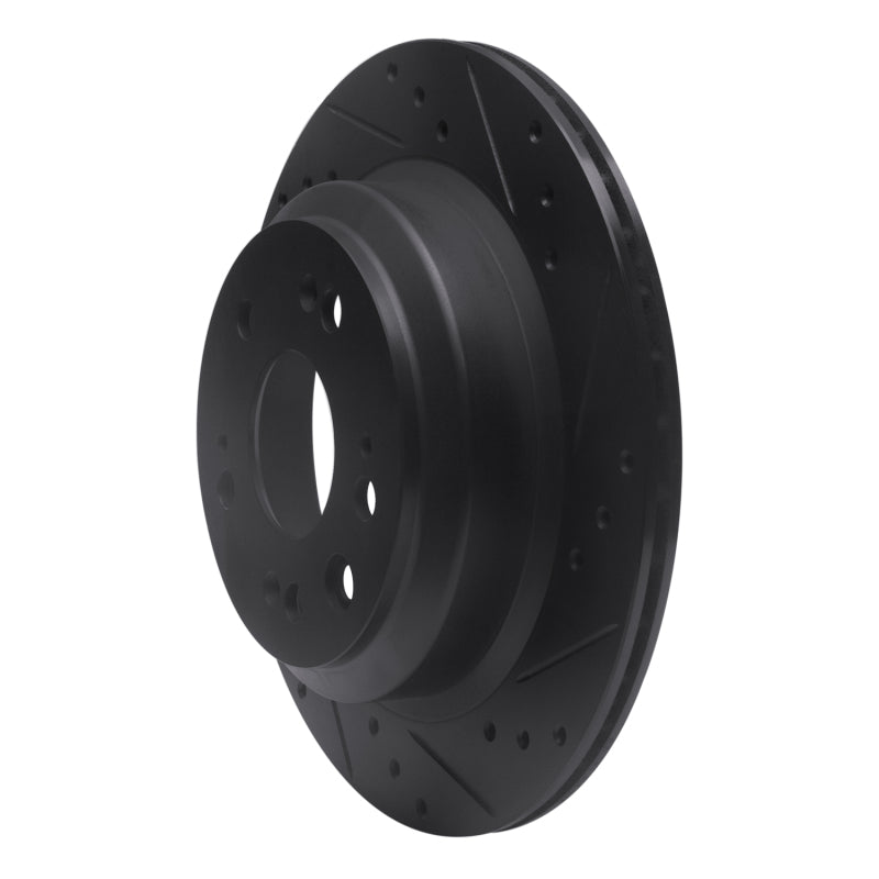 R1 05-12 Acura RL Rear Right Drilled & Slotted Black Brake Rotor