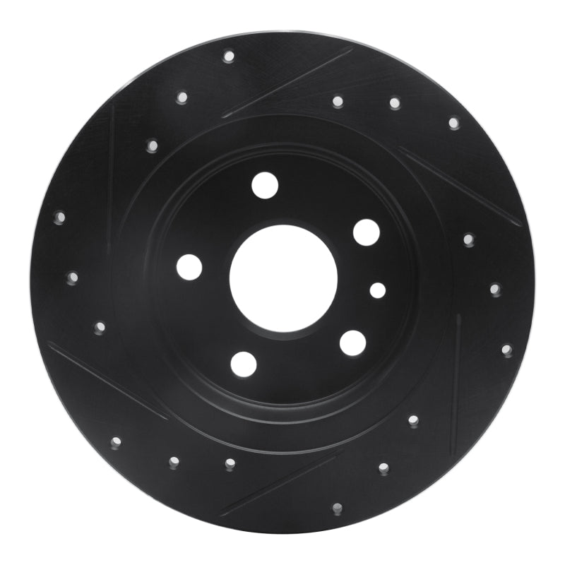 R1 11-22 Buick Encore Rear Right Drilled & Slotted Black Brake Rotor