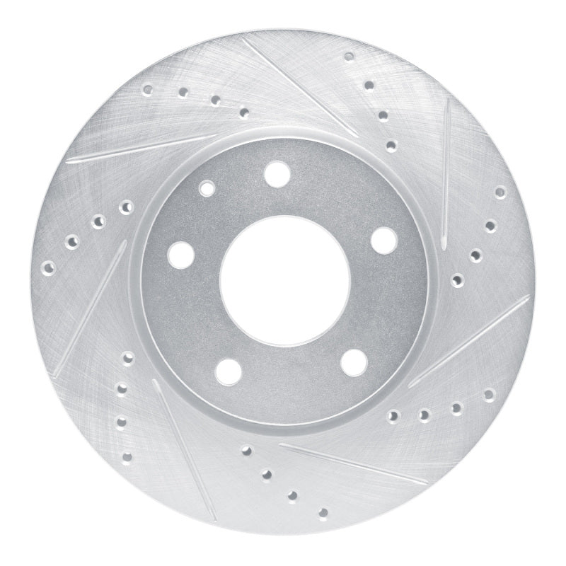 R1 19-25 Mazda 3 Front Right Drilled & Slotted Silver Brake Rotor
